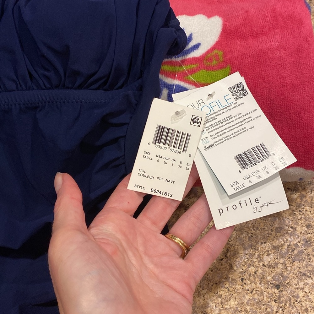 NWT Profile By Gottex Navy Blue Tankini Top 6 (Swim Top Only) - Picture 5 of 17